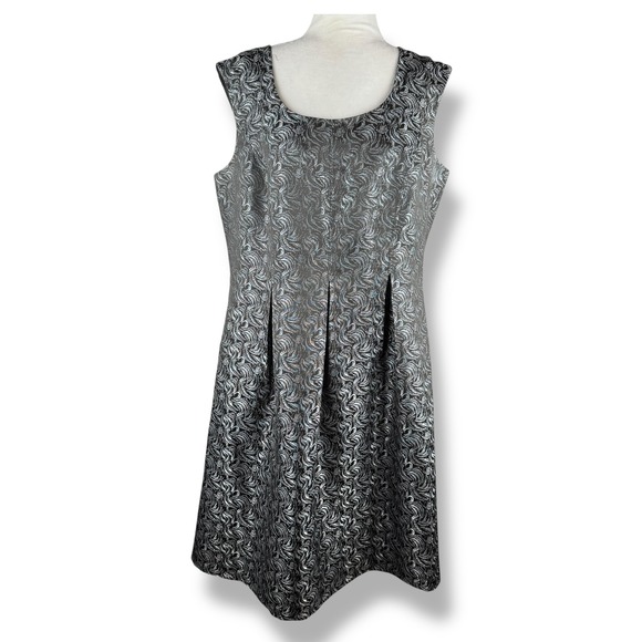 Evan Picone Metallic Jacquard Fit & Flare Dress Women's Plus Size 16 Glam Party - Picture 1 of 14